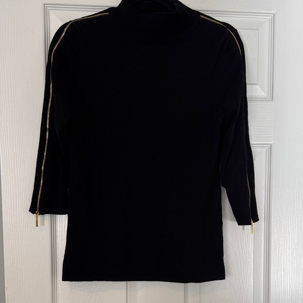 INC International Concepts Black Sweater with Gold Accents